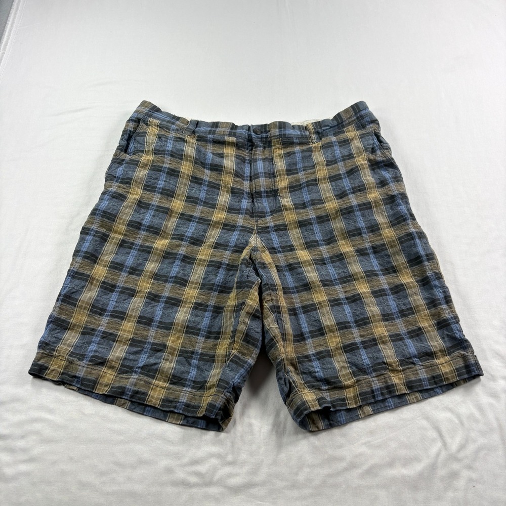 Tommy Bahama Linen Silk Shorts Mens Size 36 Chino Plaid Casual Beach